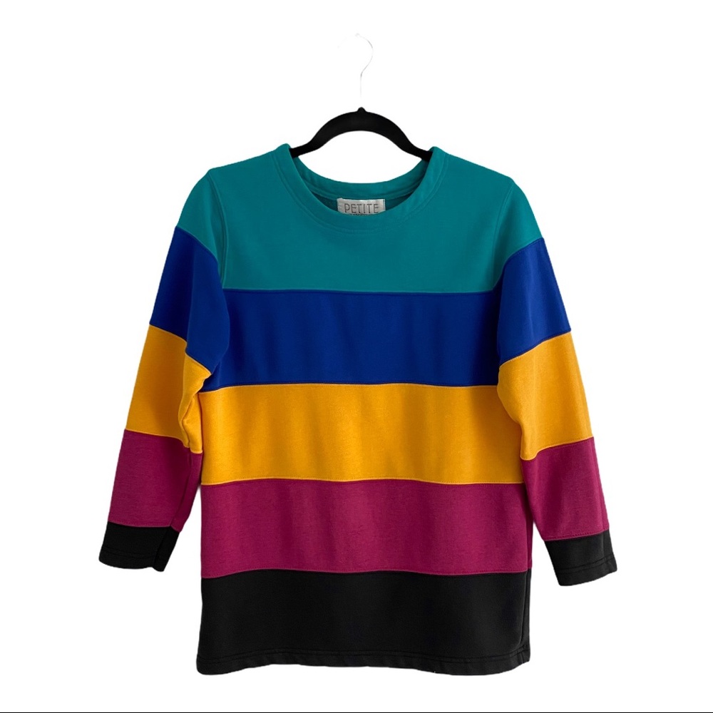Petite Sophisticate Colors Striped Sweatshirt